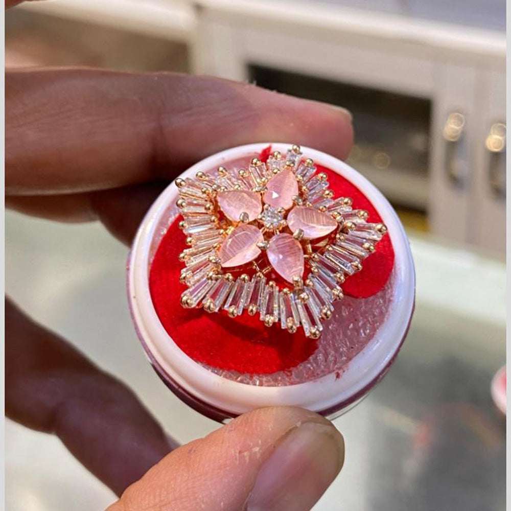 Hira Collections Luxury Sparkling American Diamond Adjustable Ring