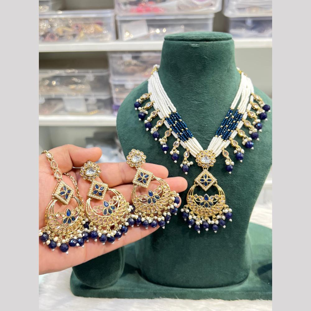 Hira Collection Festive Kundan And Crystal Stone Pearl Necklace Set