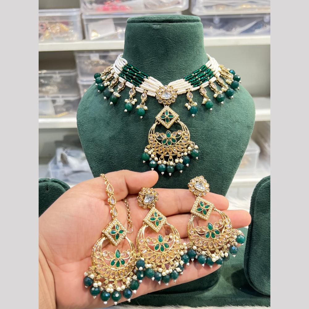 Hira Collection Festive Kundan And Crystal Stone Pearl Necklace Set