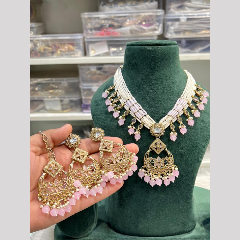 Hira Collection Festive Kundan And Crystal Stone Pearl Necklace Set