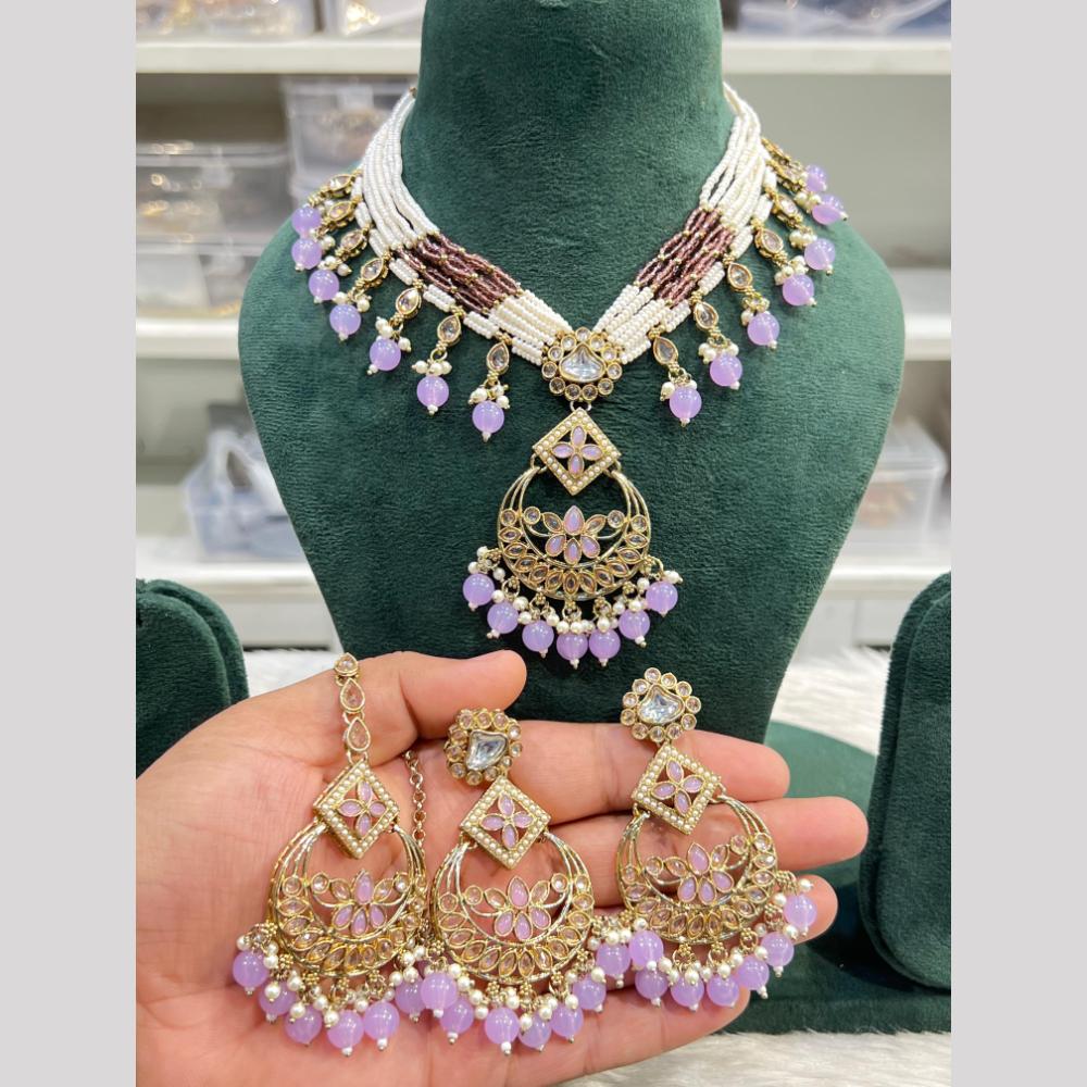 Hira Collection Festive Kundan And Crystal Stone Pearl Necklace Set