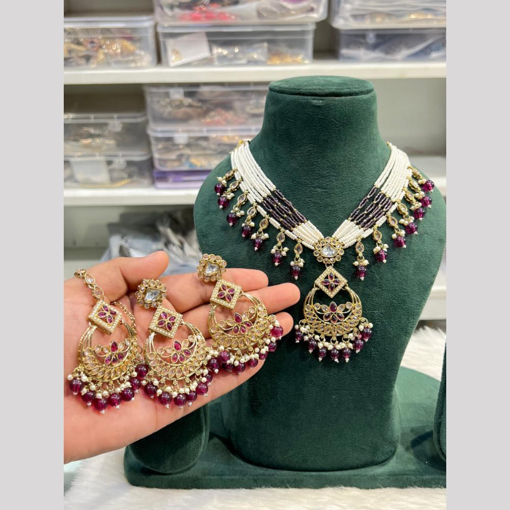 Hira Collection Festive Kundan And Crystal Stone Pearl Necklace Set