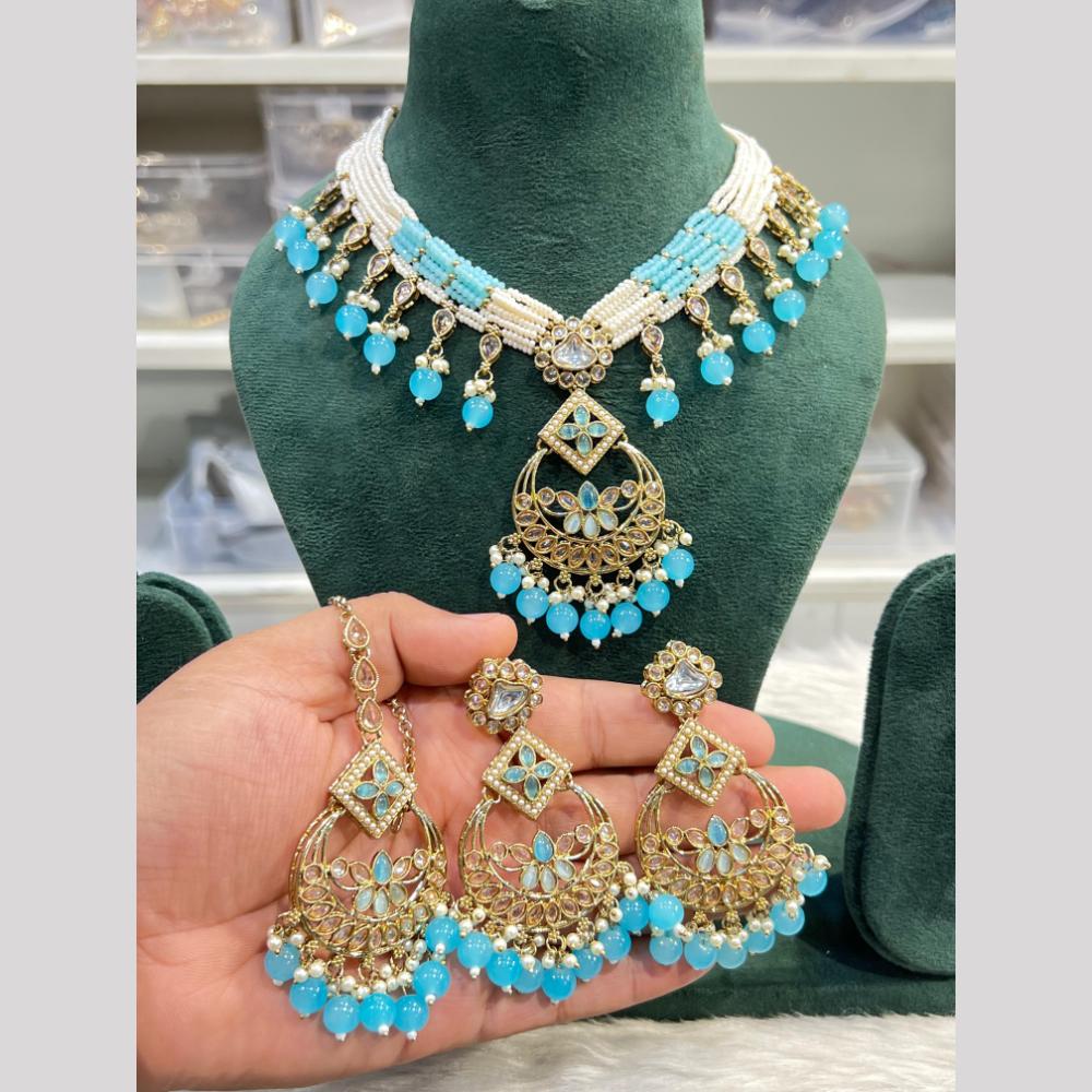 Hira Collection Festive Kundan And Crystal Stone Pearl Necklace Set