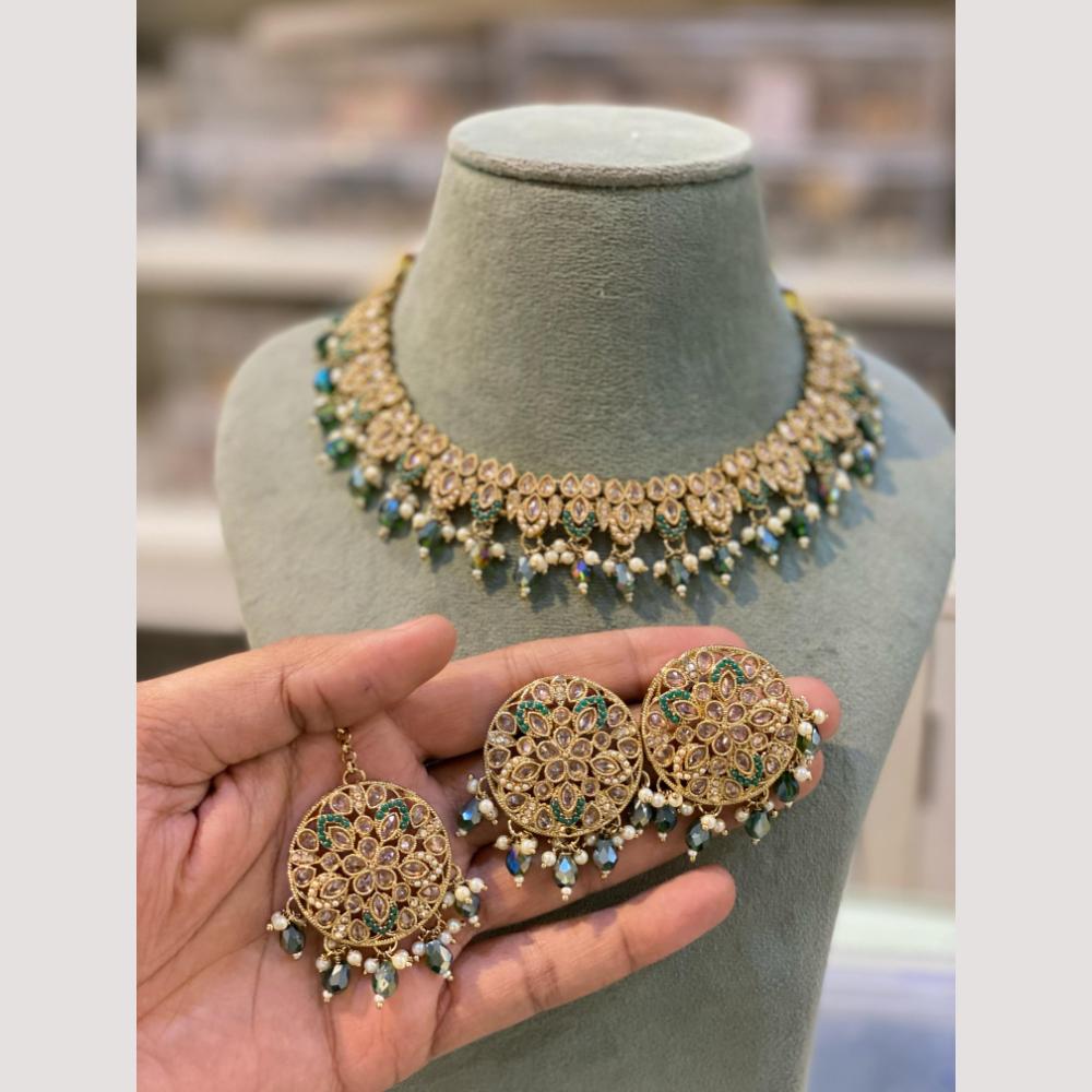 Hira Collection Handcrafted Crystal and Beads Necklace Set for Weddings & Celebrations