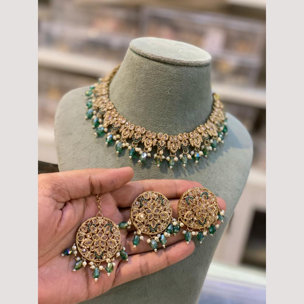 Hira Collection Handcrafted Crystal and Beads Necklace Set for Weddings & Celebrations