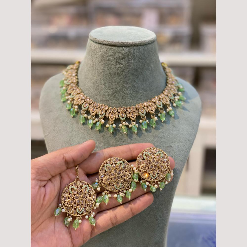 Hira Collection Handcrafted Crystal and Beads Necklace Set for Weddings & Celebrations