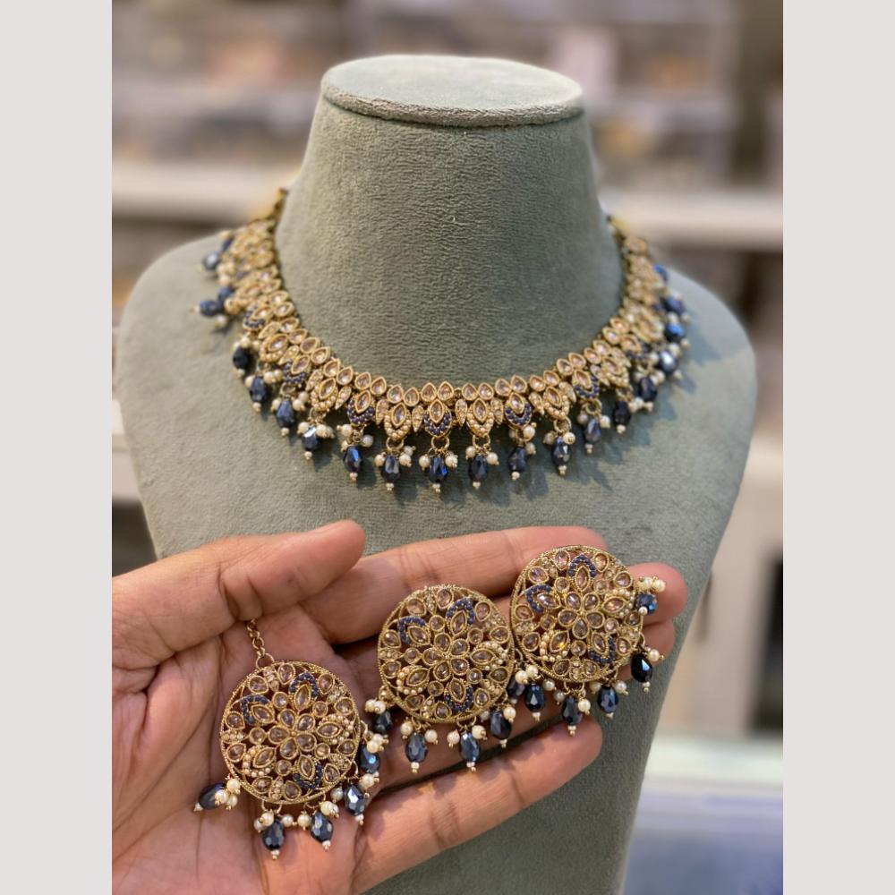 Hira Collection Handcrafted Crystal and Beads Necklace Set for Weddings & Celebrations
