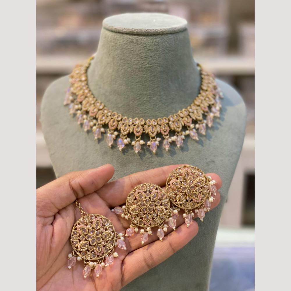 Hira Collection Handcrafted Crystal and Beads Necklace Set for Weddings & Celebrations
