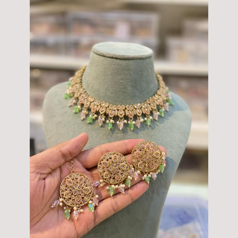 Hira Collection Handcrafted Crystal and Beads Necklace Set for Weddings & Celebrations