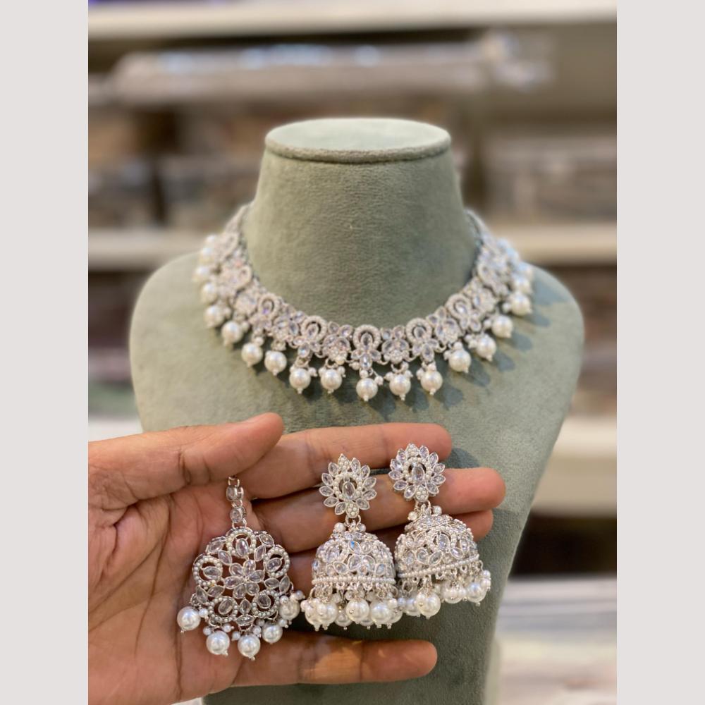 Hira Collection Handcrafted Crystal and Beads Necklace Set for Weddings & Celebrations