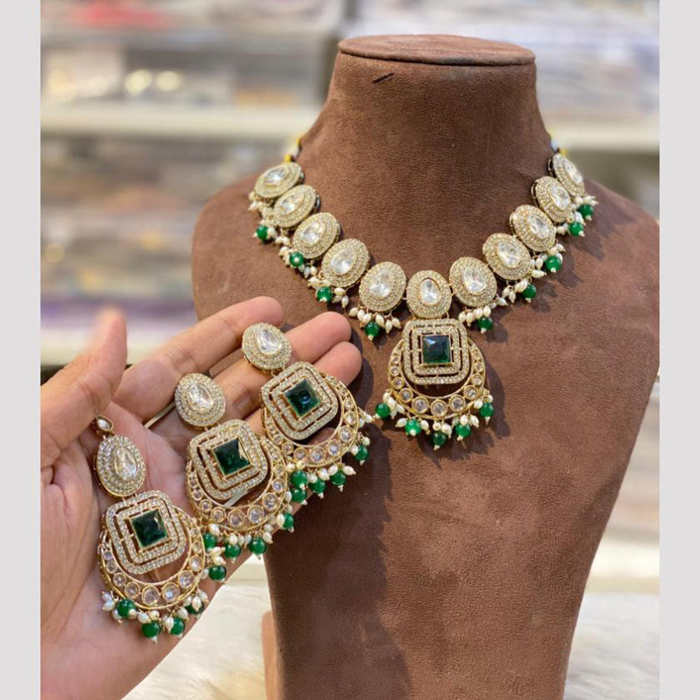 Hira Collections Designer Crystal Stone Pearl And Beads Necklace Set