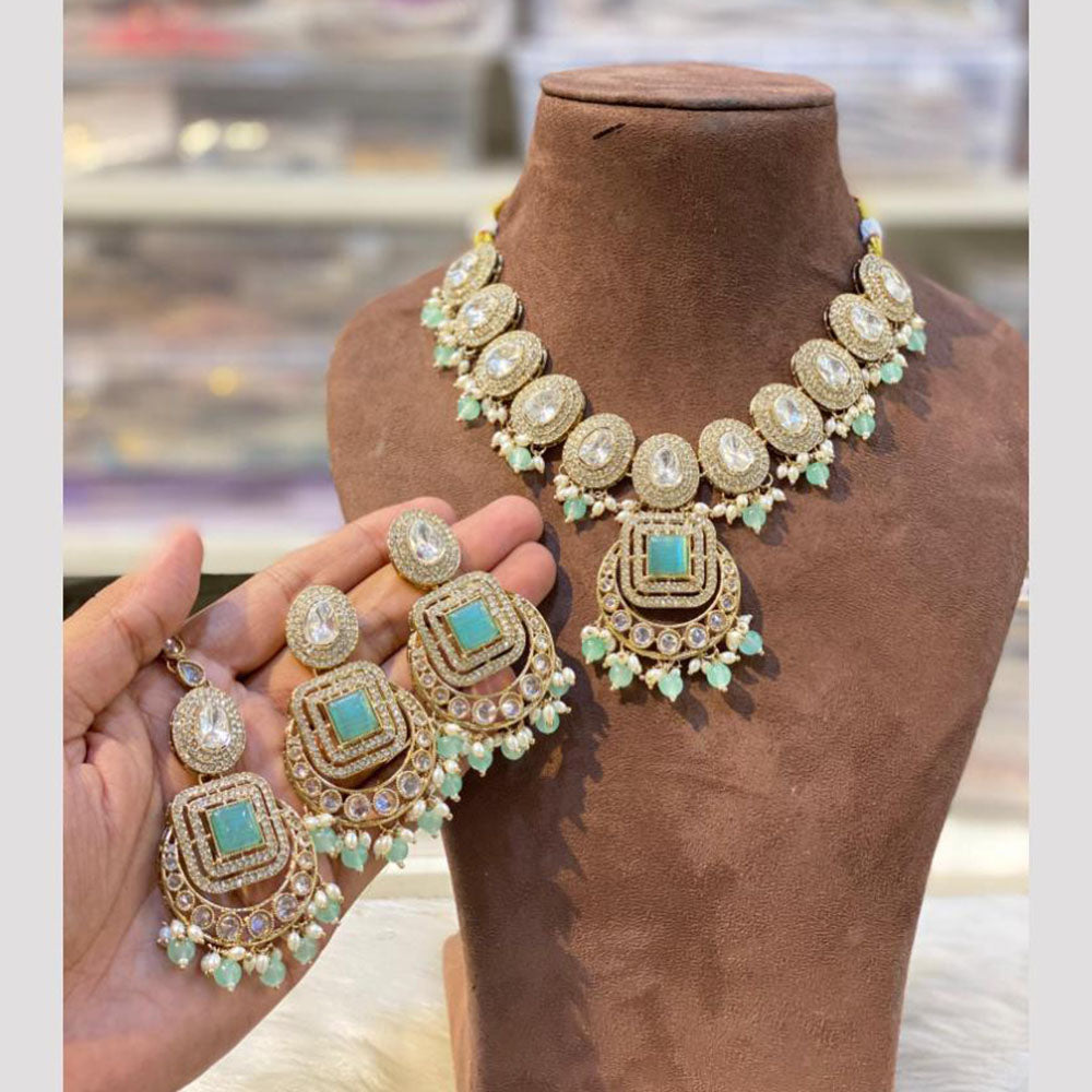 Hira Collections Designer Crystal Stone Pearl And Beads Necklace Set