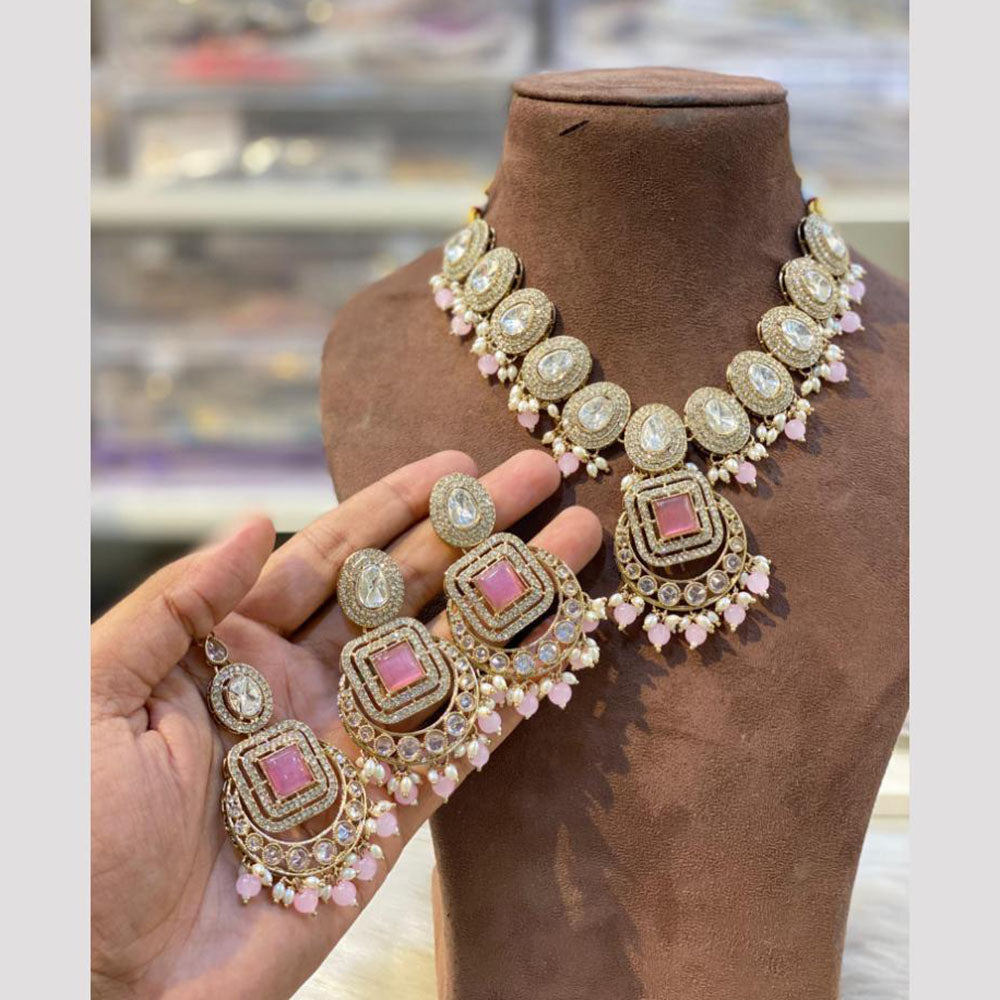 Hira Collections Designer Crystal Stone Pearl And Beads Necklace Set