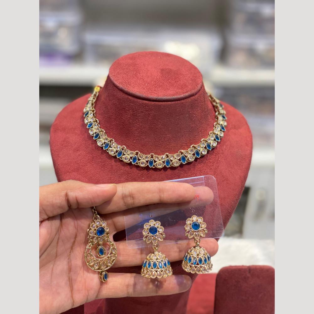 Hira Collections Sparkling Crystal stone Necklace Set for Festive Functions