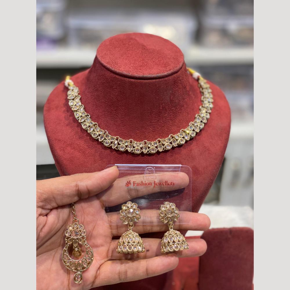 Hira Collections Sparkling Crystal stone Necklace Set for Festive Functions