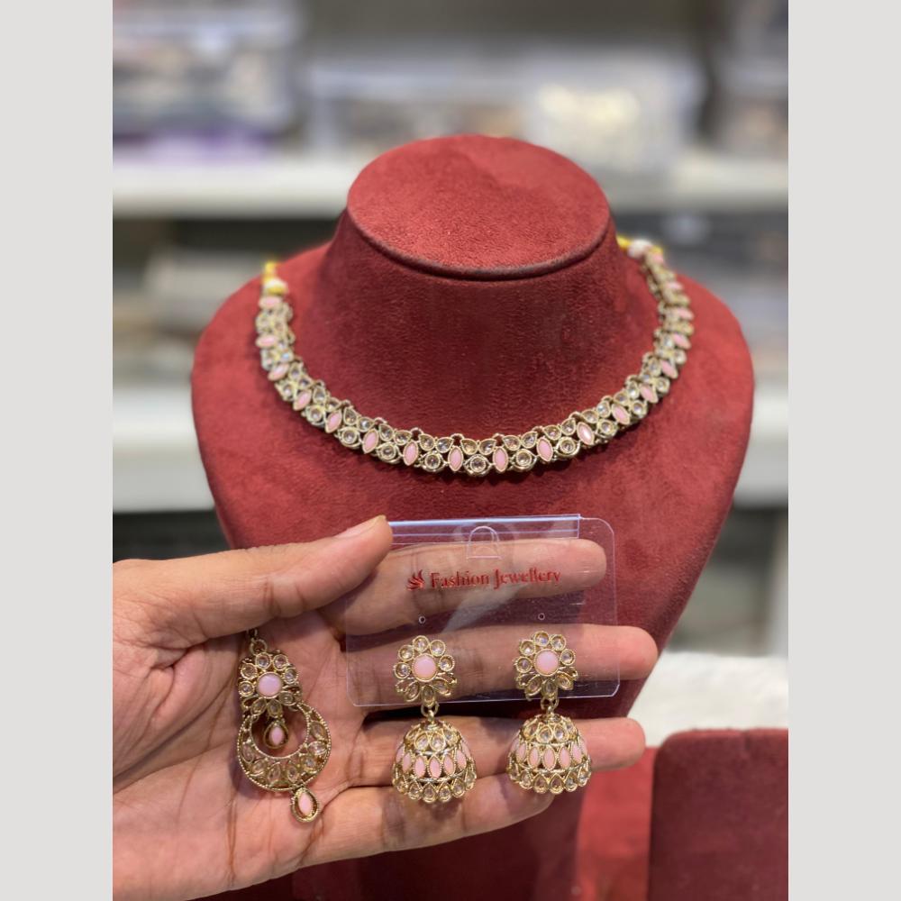 Hira Collections Sparkling Crystal stone Necklace Set for Festive Functions