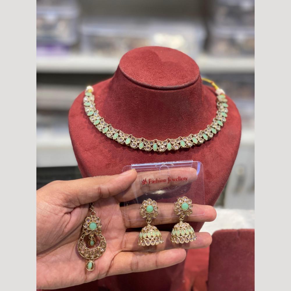 Hira Collections Sparkling Crystal stone Necklace Set for Festive Functions