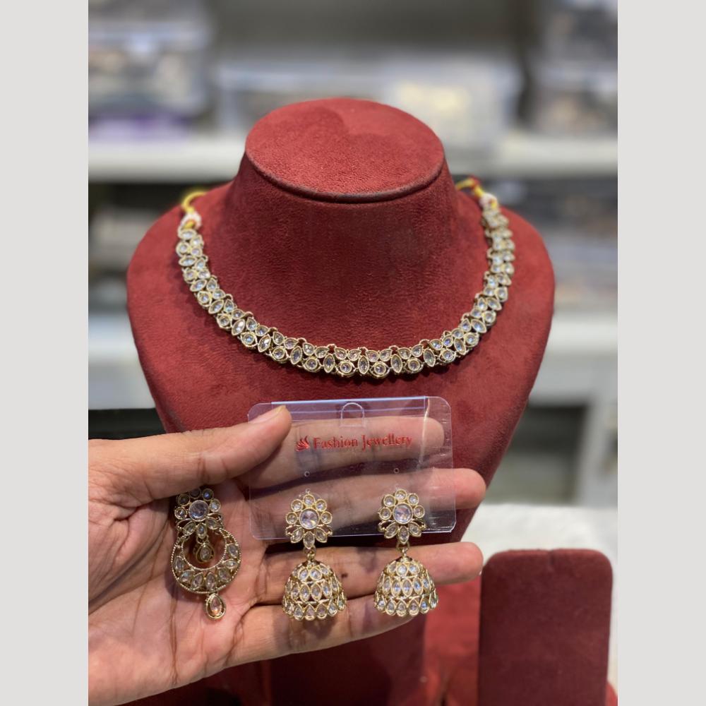 Hira Collections Sparkling Crystal stone Necklace Set for Festive Functions
