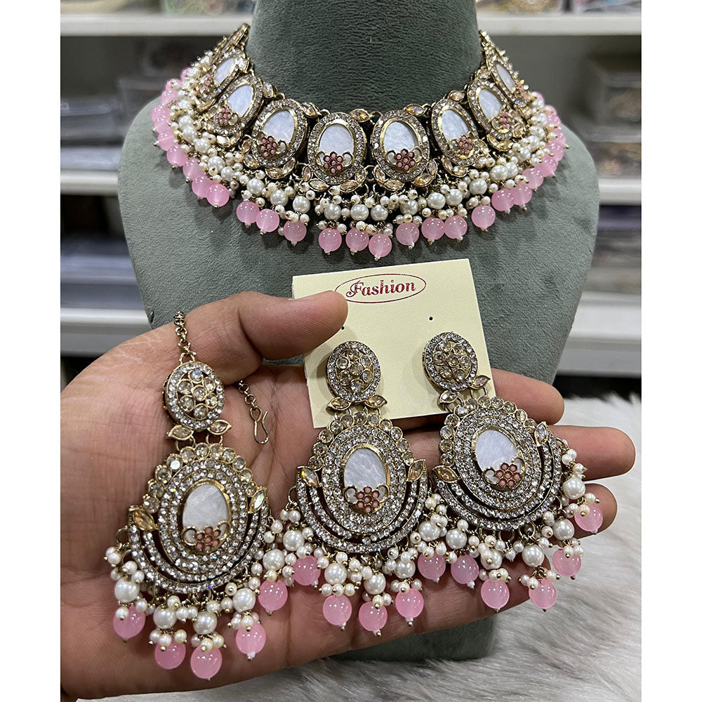 Hira Collections Charming Austrian Stone and Resin Necklace Set for Festive Celebrations