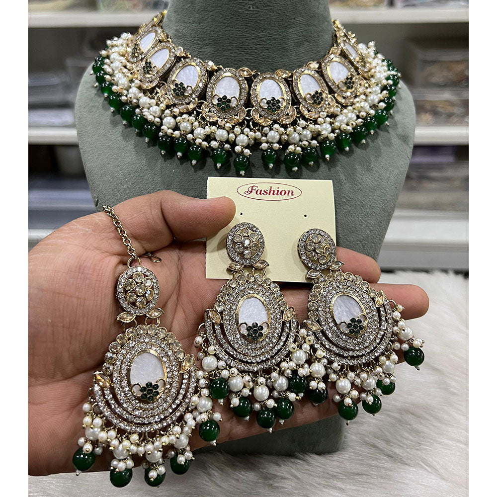 Hira Collections Charming Austrian Stone and Resin Necklace Set for Festive Celebrations