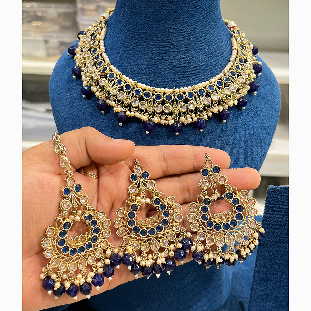 Hira Collections Designer Crystal Beads Necklace Set Perfect for Weddings & Festive Occasions