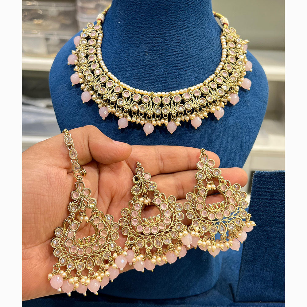 Hira Collections Designer Crystal Beads Necklace Set Perfect for Weddings & Festive Occasions