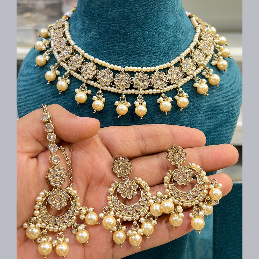 Hira Collections Designer Crystal Beads Necklace Set Perfect for Weddings & Festive Occasions