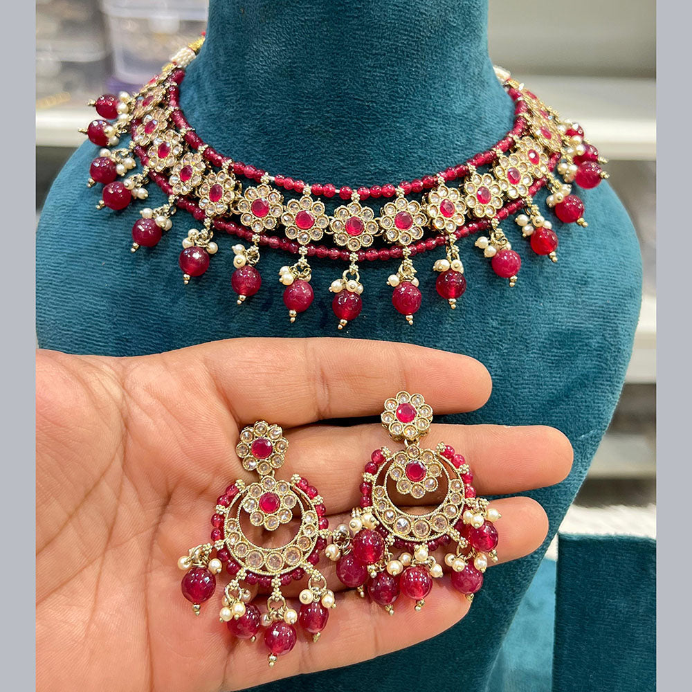 Hira Collections Designer Crystal Beads Necklace Set Perfect for Weddings & Festive Occasions