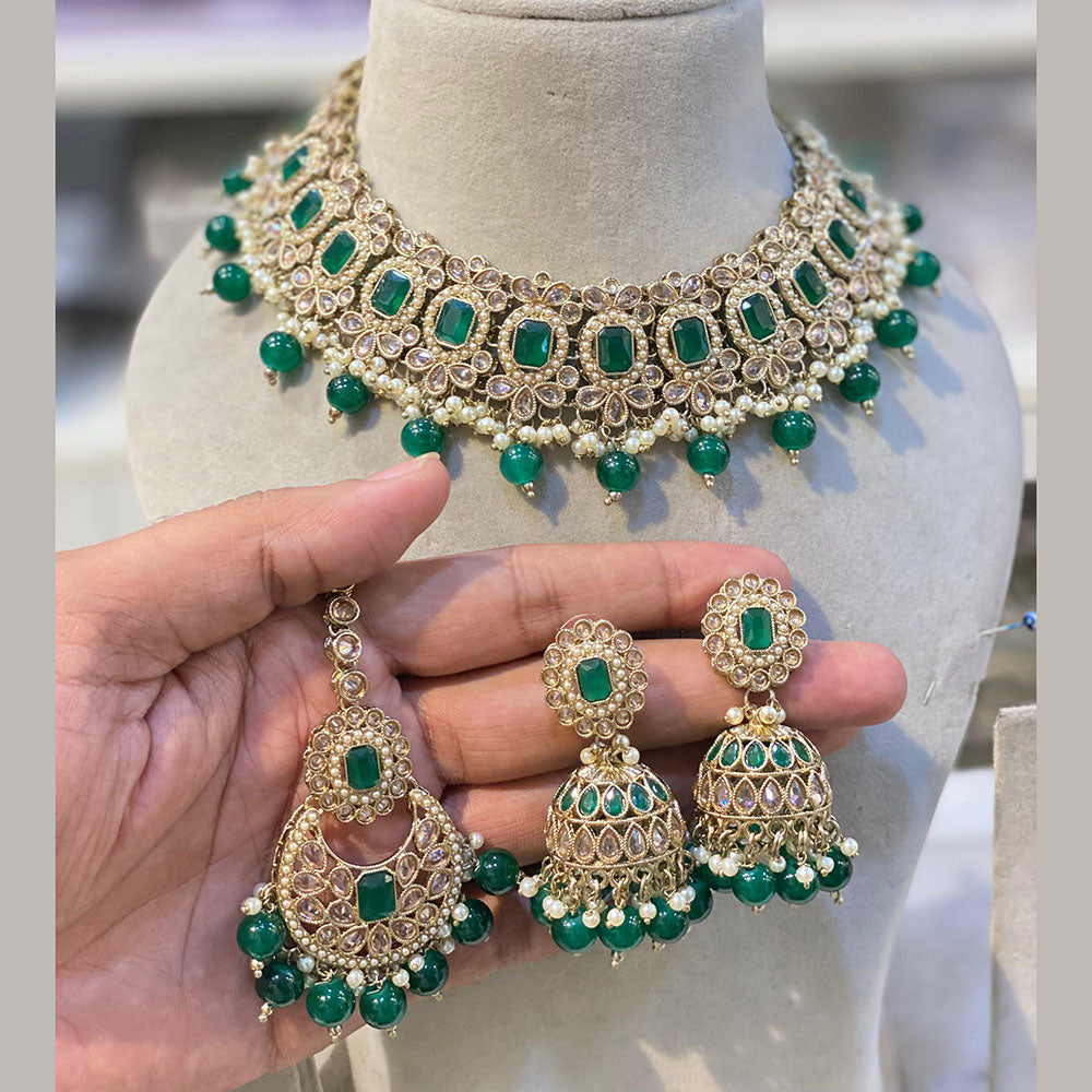 Hira Collections Trendy Crystal and Pearl Necklace Set for Ethnic & Contemporary Fashion