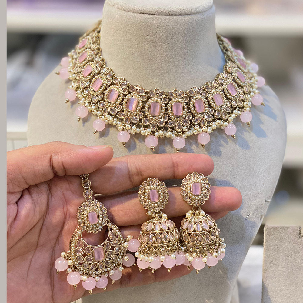 Hira Collections Trendy Crystal and Pearl Necklace Set for Ethnic & Contemporary Fashion