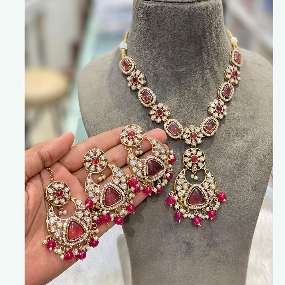 Hira Collections Designer Kundan And Pearl Necklace Set Perfect for Weddings & Festive Occasions