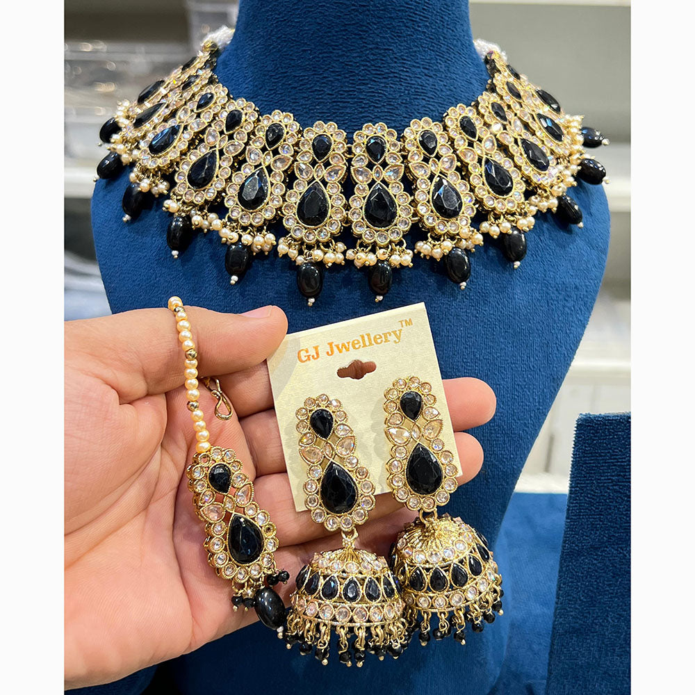 Hira Collections Designer Crystal Stone And Beads Necklace Set Perfect for Weddings & Festive Occasions