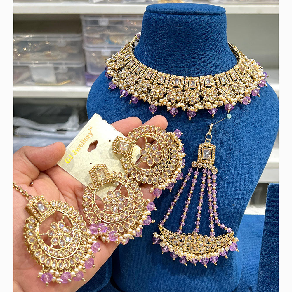 Hira Collections Designer Crystal Beads Necklace Set Perfect for Weddings & Festive Occasions