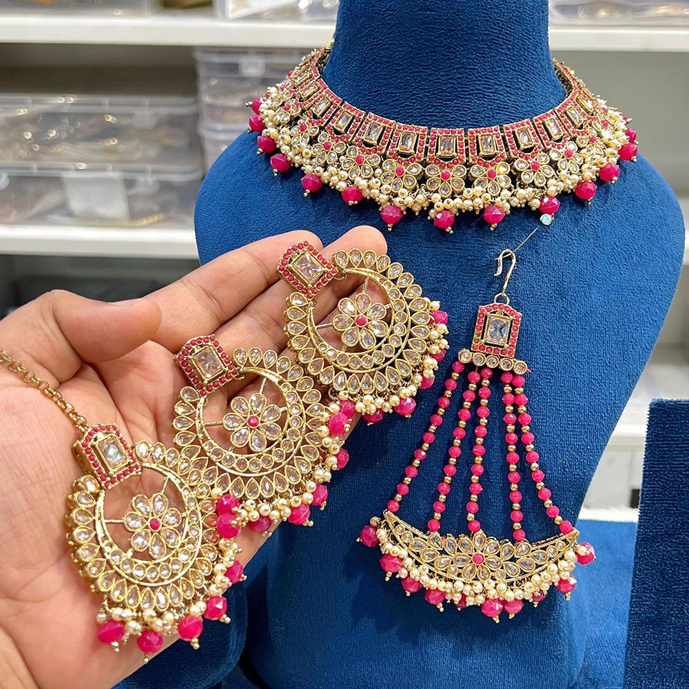 Hira Collections Designer Crystal Beads Necklace Set Perfect for Weddings & Festive Occasions