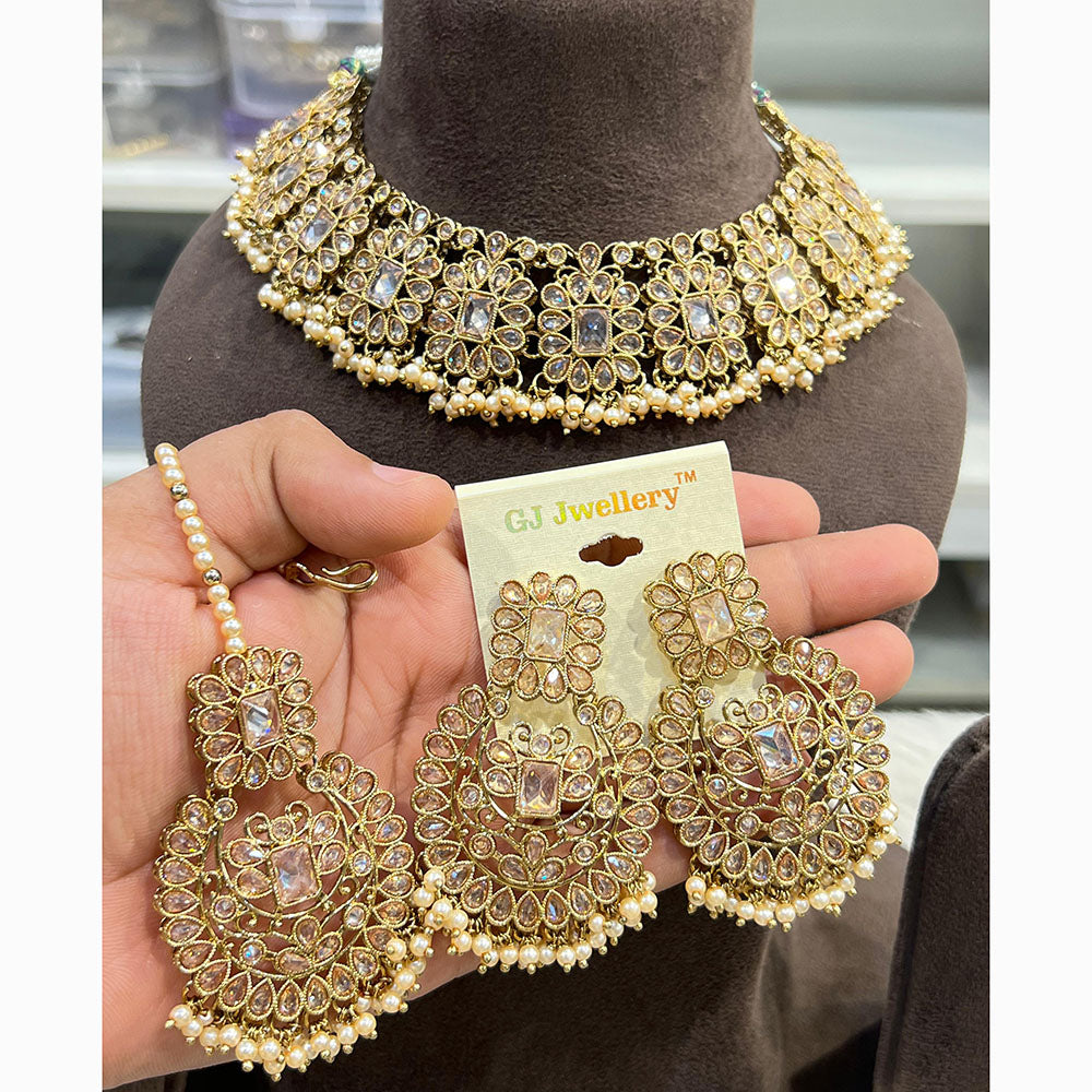 Hira Collections Designer Crystal Beads Necklace Set Perfect for Weddings & Festive Occasions