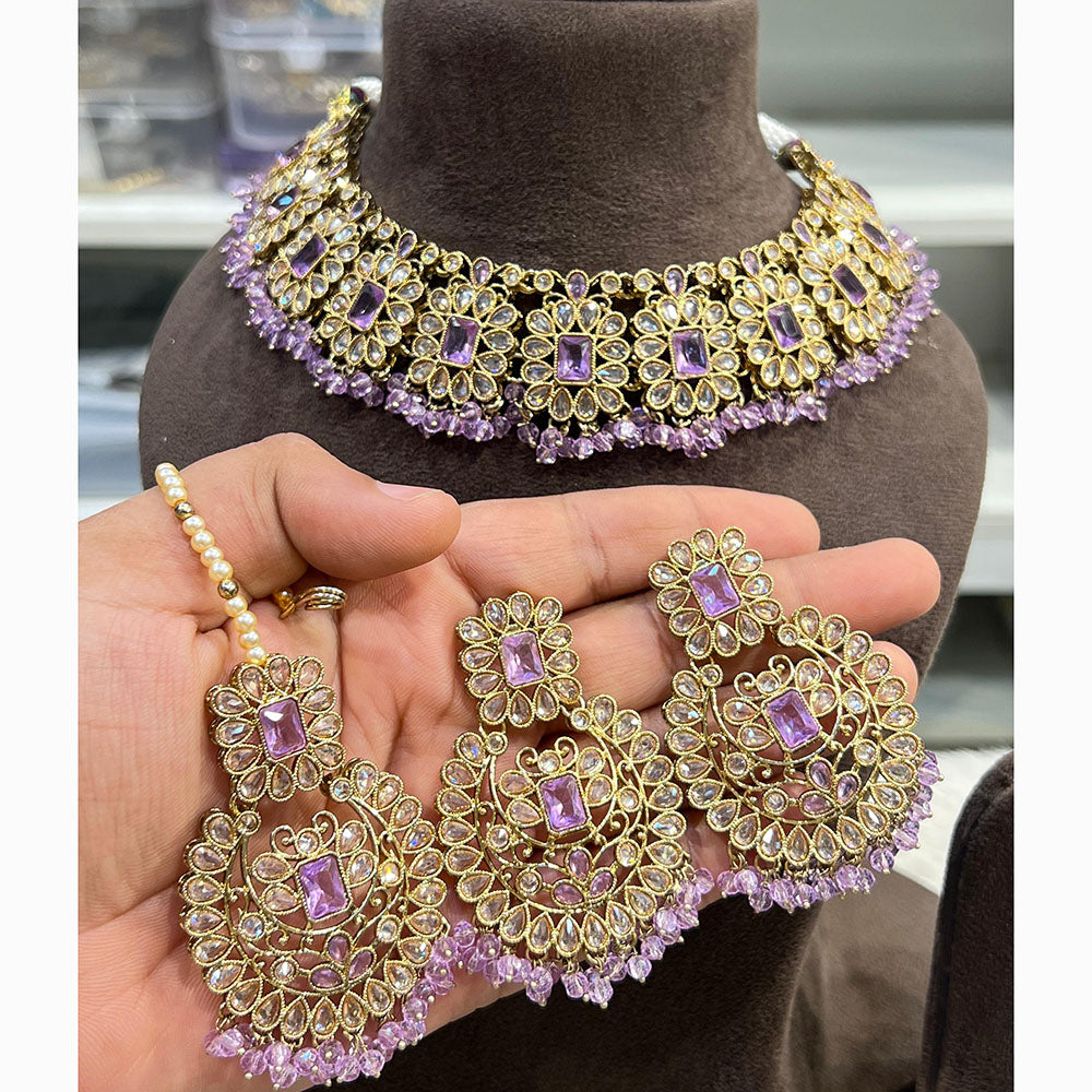 Hira Collections Designer Crystal Beads Necklace Set Perfect for Weddings & Festive Occasions