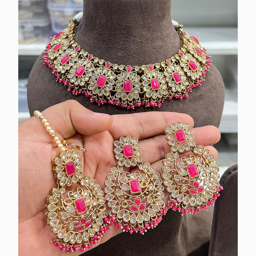 Hira Collections Designer Crystal Beads Necklace Set Perfect for Weddings & Festive Occasions