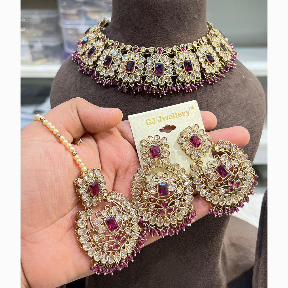 Hira Collections Designer Crystal Beads Necklace Set Perfect for Weddings & Festive Occasions