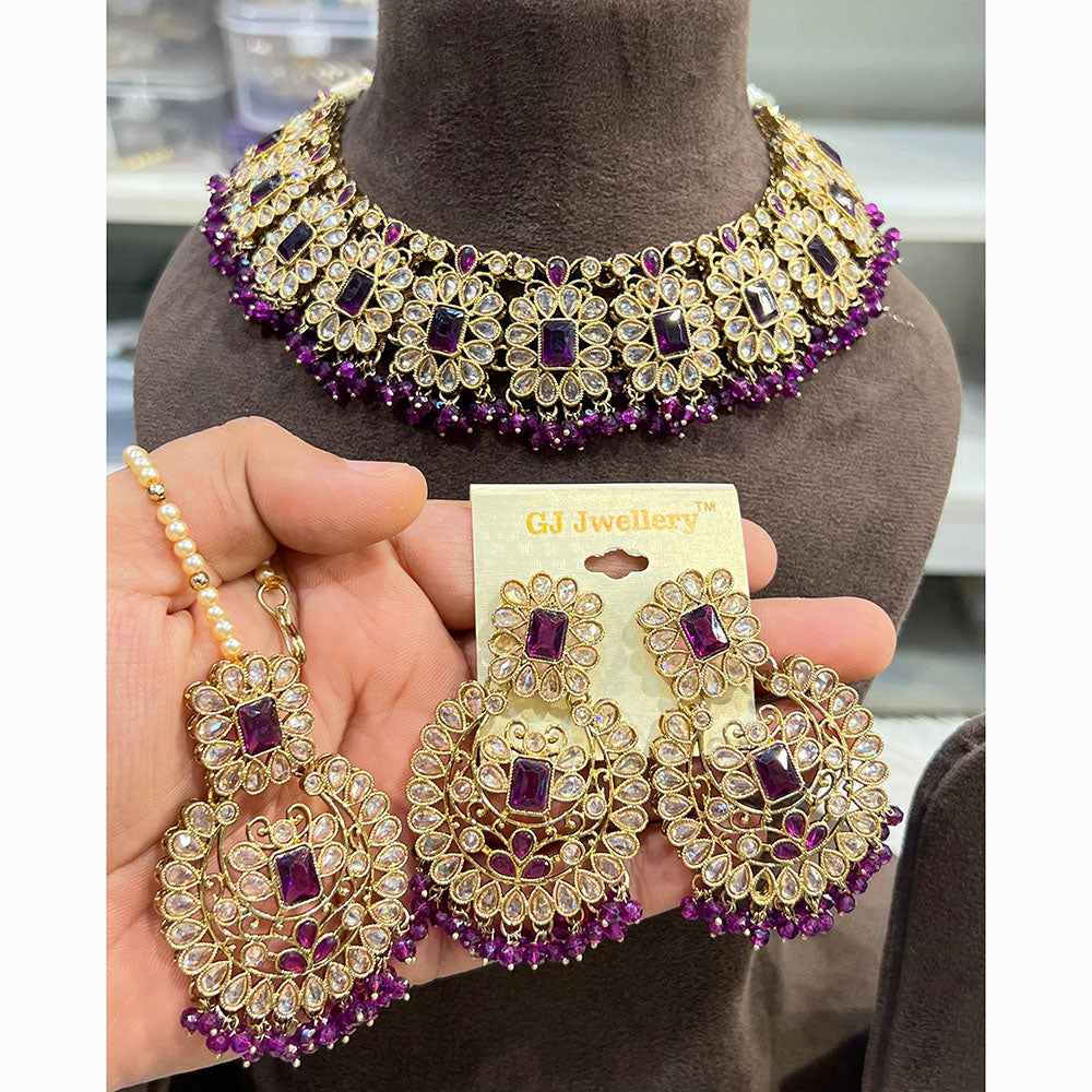 Hira Collections Designer Crystal Beads Necklace Set Perfect for Weddings & Festive Occasions