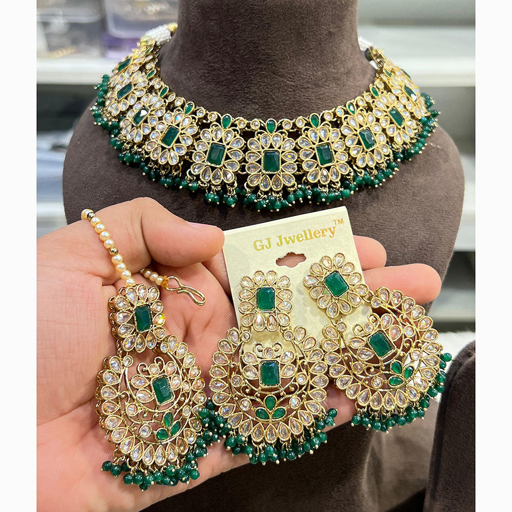 Hira Collections Designer Crystal Beads Necklace Set Perfect for Weddings & Festive Occasions