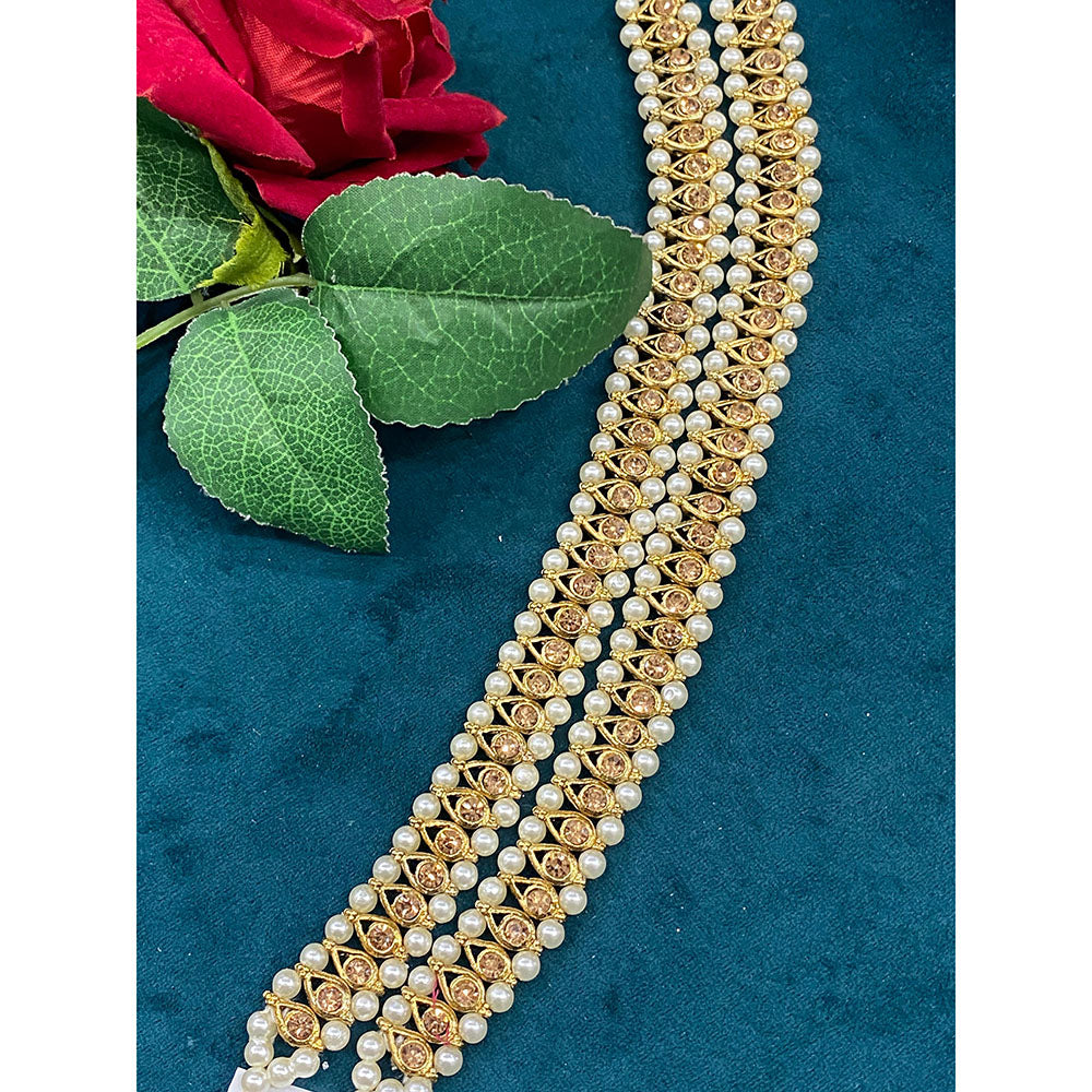 Hira Collections Dazzling Austrian Stone  And Pearl Anklet  Statement Jewelry for Festivals