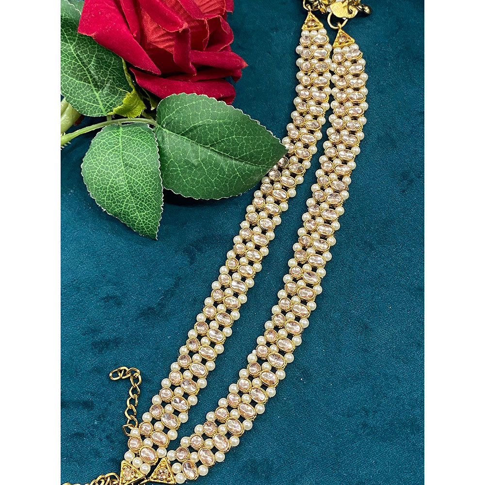 Hira Collections Dazzling Crystal And Pearl Anklet Statement Jewelry for Festivals