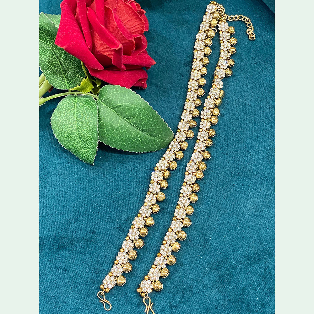 Hira Collections Dazzling Austrian Stone And Ghungroo Anklet Statement Jewelry for Festivals
