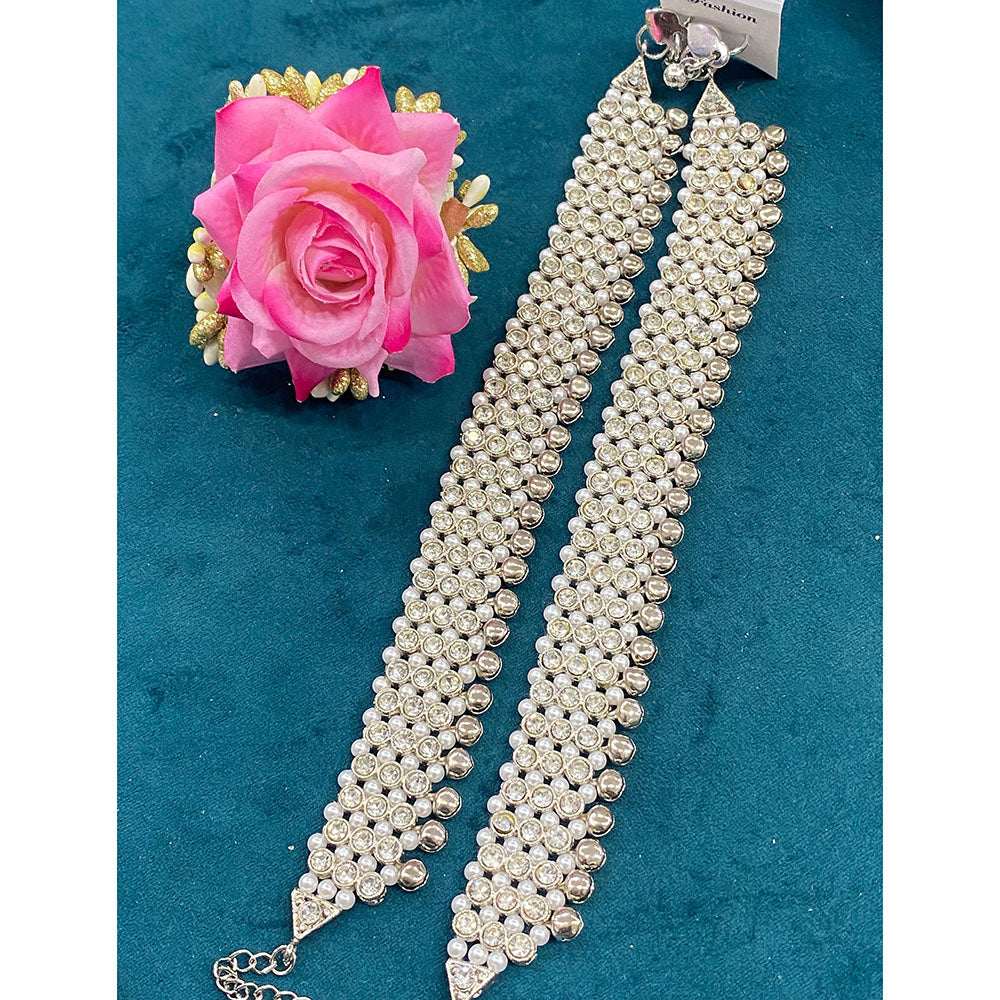 Hira Collections Dazzling Austrian Stone And Ghungroo Anklet Statement Jewelry for Festivals