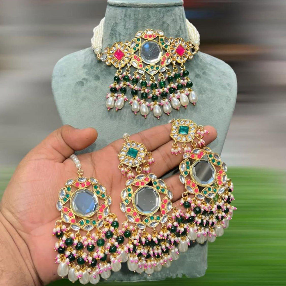 Hira Collections Luxury Handcrafted Choker Set with Matching Earrings