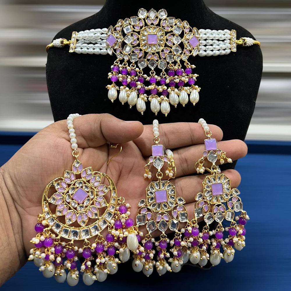 Hira Collections Designer Choker Set with Grand Bead and Stone Work