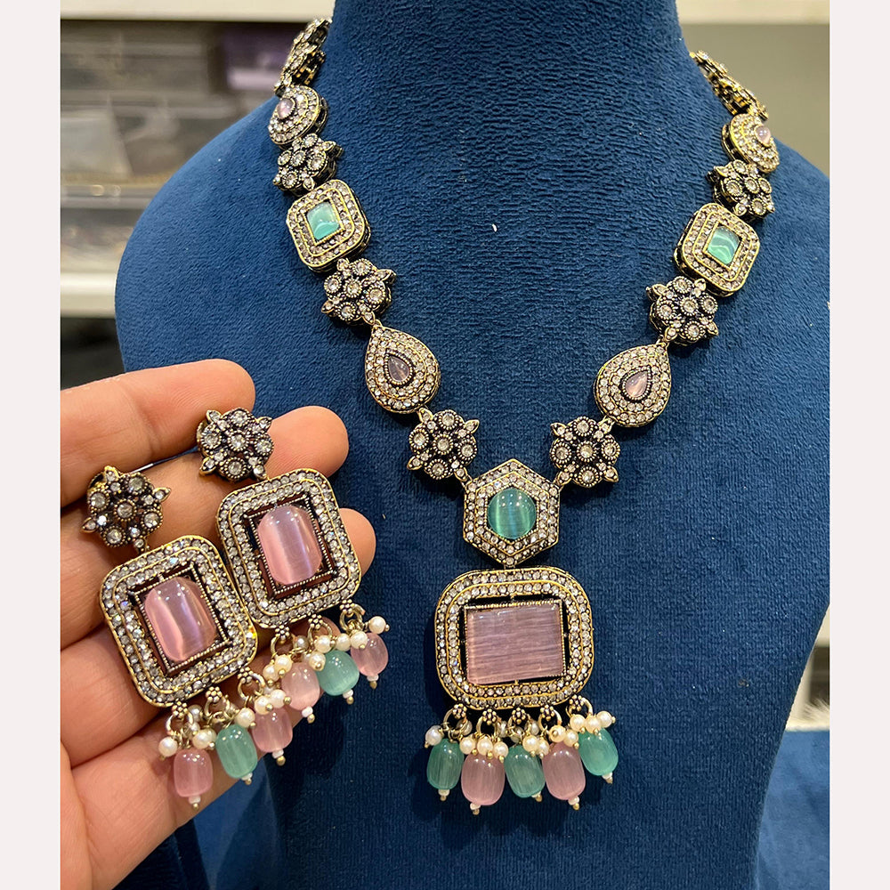 Hira Collections Designer Crystal Beads Necklace Set Perfect for Weddings & Festive Occasions