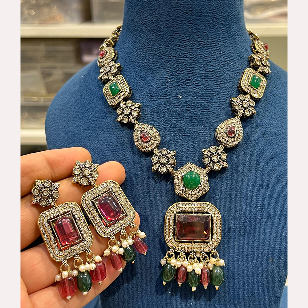 Hira Collections Designer Crystal Beads Necklace Set Perfect for Weddings & Festive Occasions