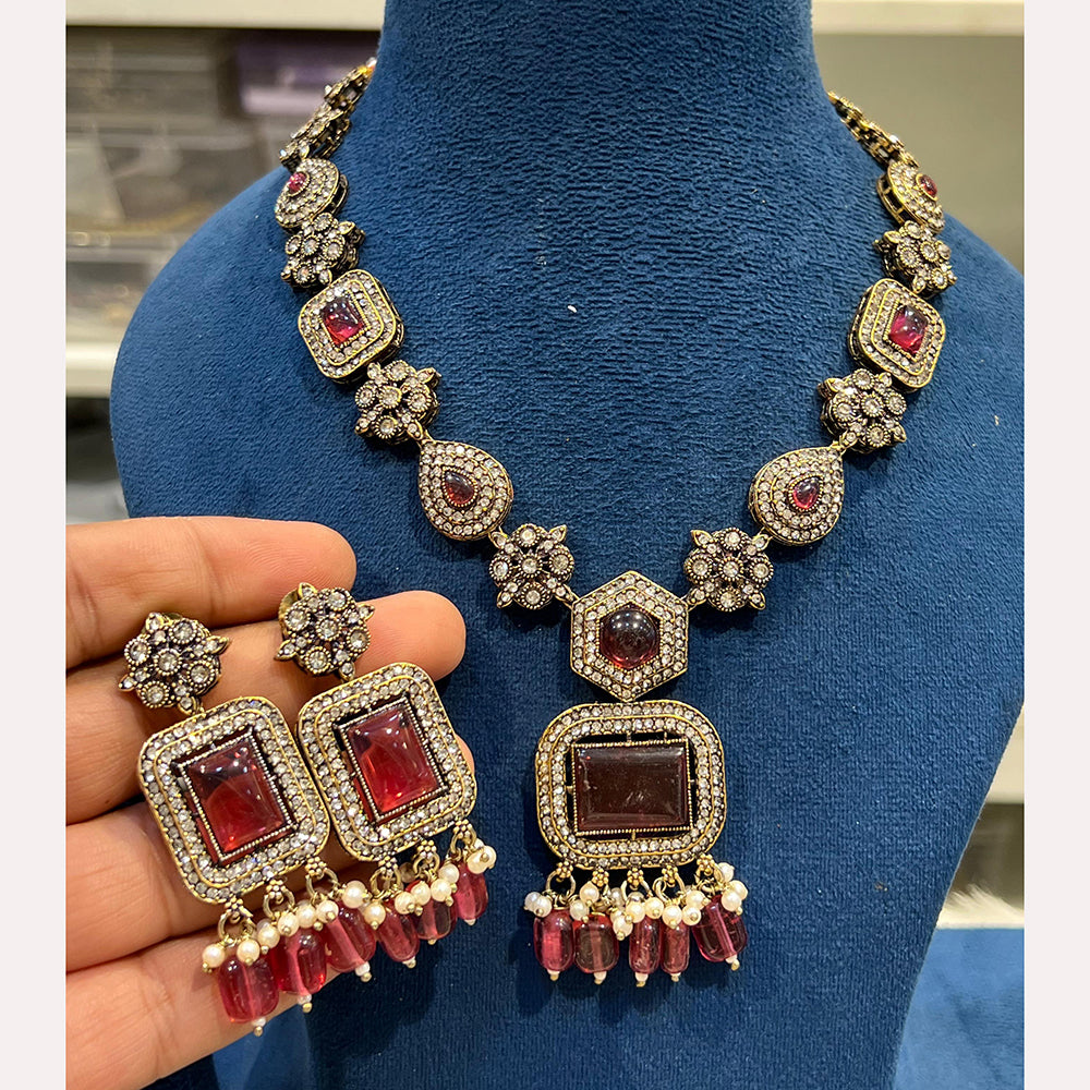 Hira Collections Designer Crystal Beads Necklace Set Perfect for Weddings & Festive Occasions