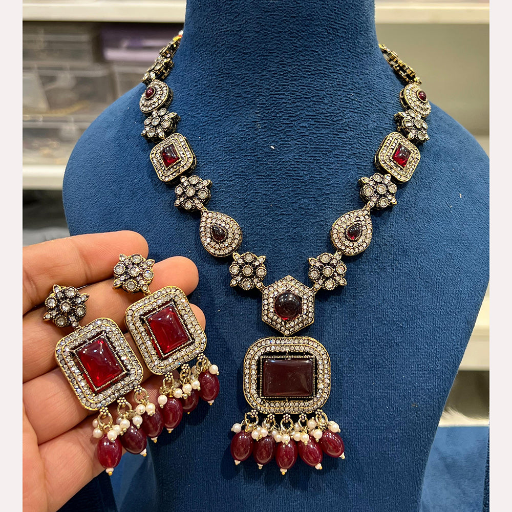 Hira Collections Designer Crystal Beads Necklace Set Perfect for Weddings & Festive Occasions